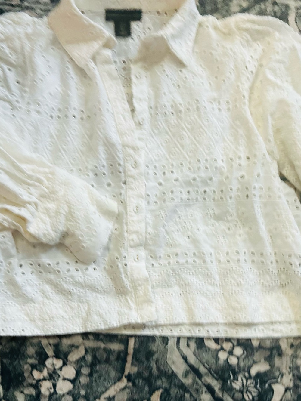 House of Harlow 1960 White Eyelet Button-Down Shirt